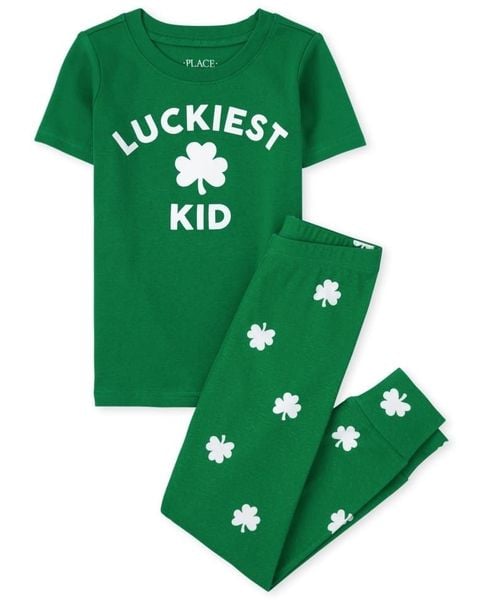  [16-24kg; 27-36kg] Set Đồ Bộ Tay Ngắn Quần Dài Bé Trai PL - Xanh Lá Luckiest 