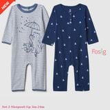  3m 3-6kg  Set 2 sleepsuit bé trai GP thun gân co giãn 4 chiều, thoáng mát, mặc cực đã- S02T 