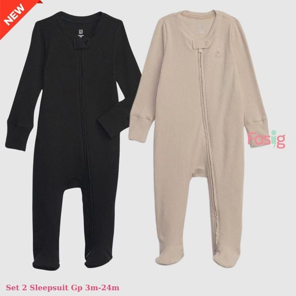  3m 3-6kg  Set 2 sleepsuit bé trai GP thun gân co giãn 4 chiều, thoáng mát, mặc cực đã- S02T 