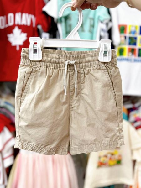  [10-21kg] Quần Short Kaki Dù Lưng Thun Dây Rút Bé Trai- Kem QS20 