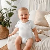  Set 5 bodysuit Cter tay ngắn  trắng trơn cho bé 