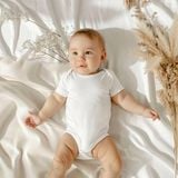  Set 5 bodysuit Cter tay ngắn  trắng trơn cho bé 