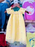  17-20kg 5T Đầm voan sát nách cho bé- Vàng D92 