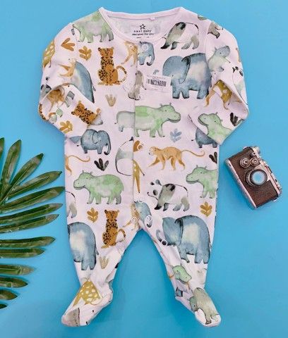  [6m] Sleepsuit Baby Bé Trai - Trắng Thú Mây 