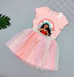  18M-5T Set đầm thun tay ngắn kèm chân váy cho bé- Cam Moana D93 