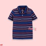  [0-3m] Áo Thun có cổ Tay Ngắn Bé Trai Cter140 - Navy sọc màu 