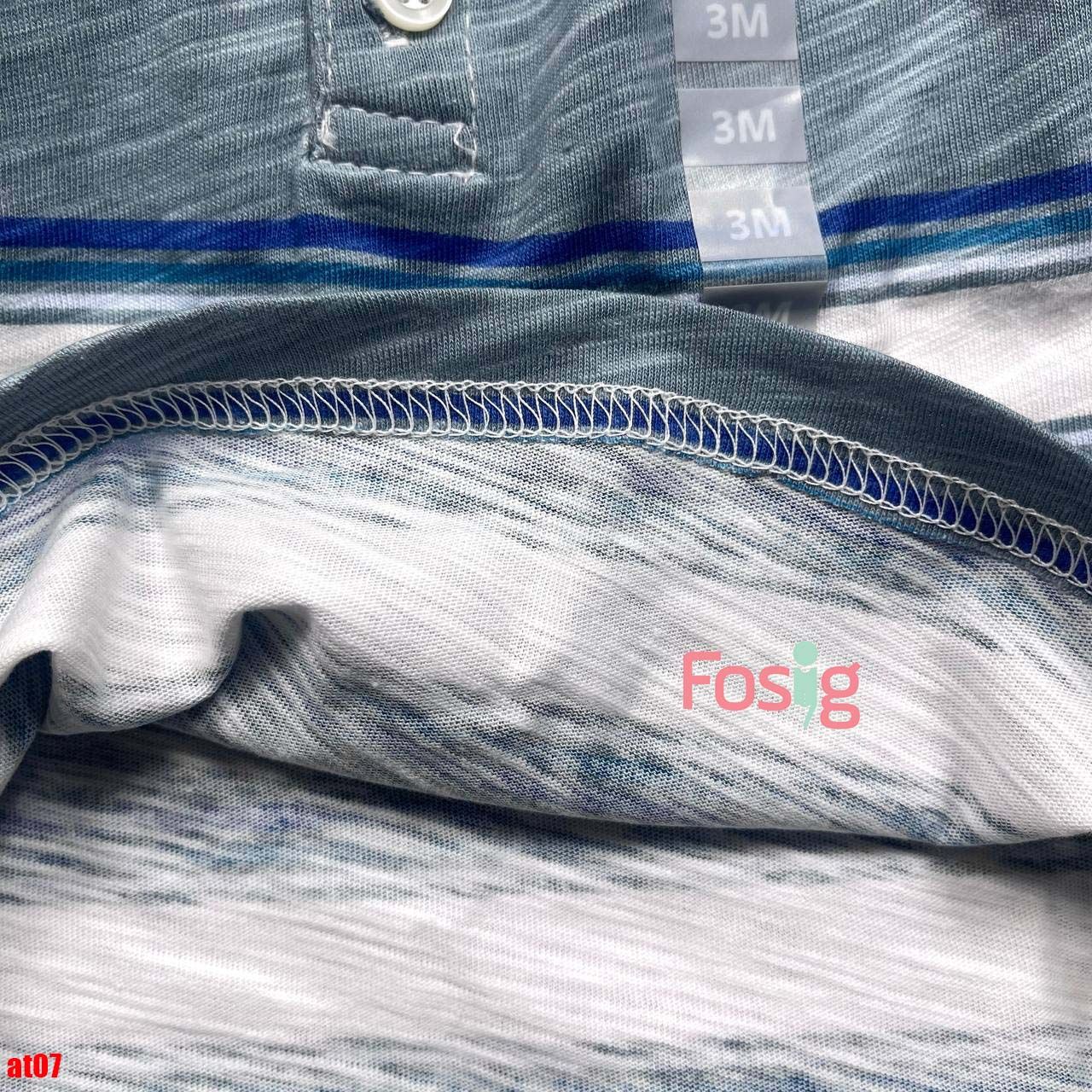  [0-3m] Áo Thun Tay Ngắn Bé Trai Cter140 - Xanh xám sọc trắng 