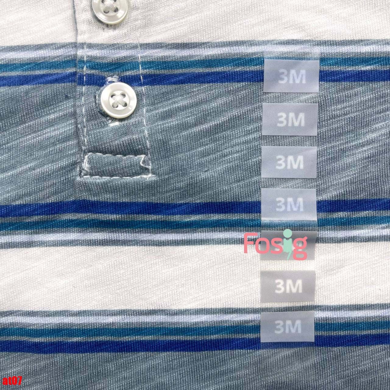  [0-3m] Áo Thun Tay Ngắn Bé Trai Cter140 - Xanh xám sọc trắng 