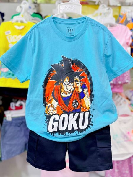  40-55kg S-XXL Đồ bộ tay ngắn bé trai- Xanh Goku DB86 