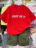  40-55kg S-XXL Đồ bộ tay ngắn bé trai- Đỏ chữ trắng DB86 
