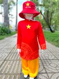  8-36kg; 1-10T (loại tốt) Áo dài lá cờ đỏ sao vàng cho bé trai- Đỏ trống đồng, quần phi bóng loại 1 