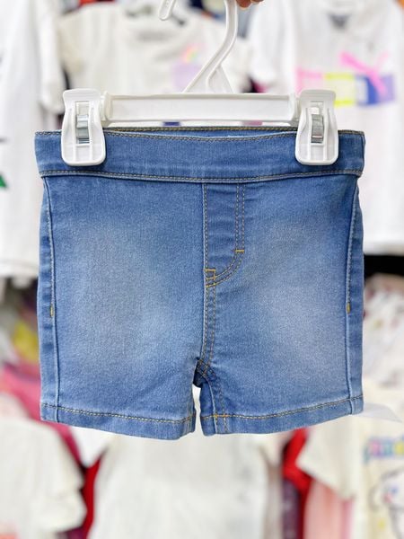  12-14kg; 18-20kg 3Y-6Y Quần short jaens L.v bé gái tăng đơ ẩn, đai trơn- Xanh đai trơn Bốn QS02 