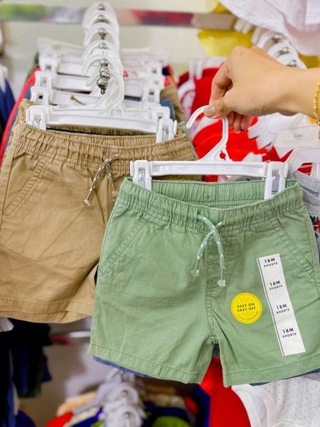  18m-4T Set 2 quần short kaki bé trai có dây rút thật- S2Q01 