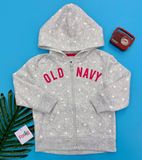  [11-12kg] Áo Khoác Nỉ Bé Gái ON - Xám Chấm Bi Old Navy 