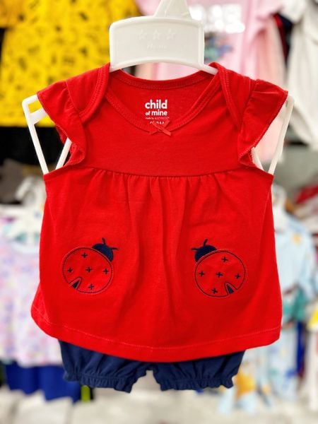  [0-3m] Set Đồ Bộ Đùi Cánh Tiên Bé Gái Cter - Đỏ Bọ 