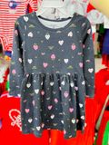  [13-16kg ; 34-35kg] Đầm Cotton Tay Dài Bé Gái Cter - Đen Tim Hồng 