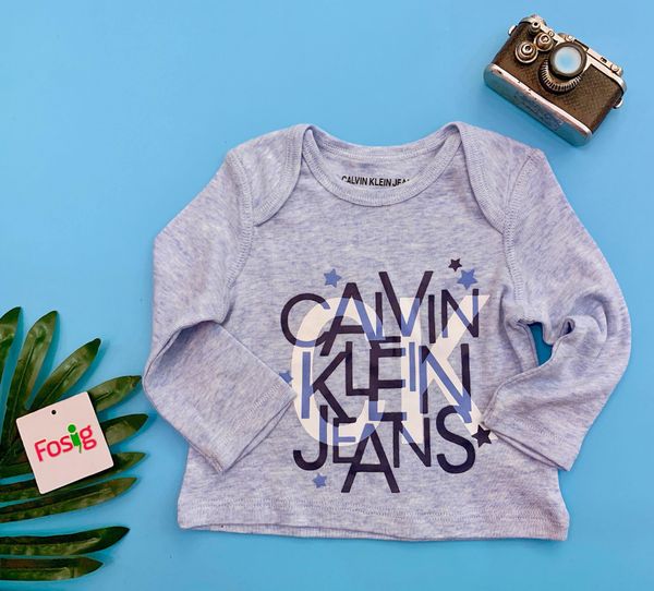 [0-6m, 7-12kg] Áo Thun Calvin Klein Jeans 35 Tay dài bé trai - Xanh Dương/Calvin Klein 