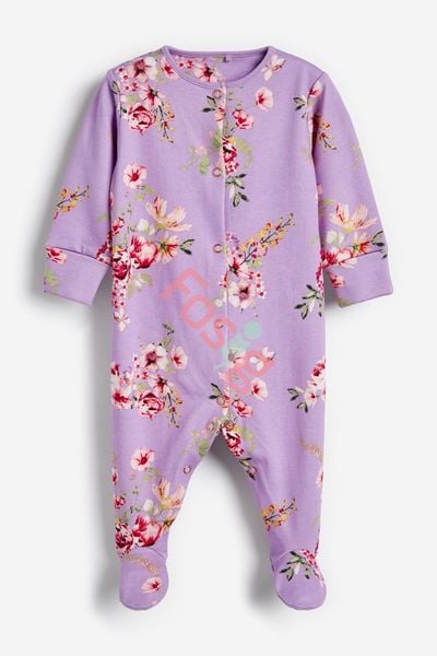  [6m] Sleepsuit Baby Bé Gái - Tím Hoa 