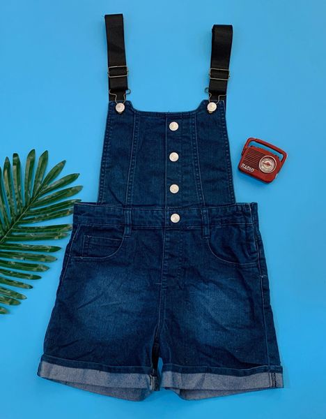  [26-28kg] Yếm Jean Polo Baby 68 Bé Gái - Xanh Jean Khuy Giữa 