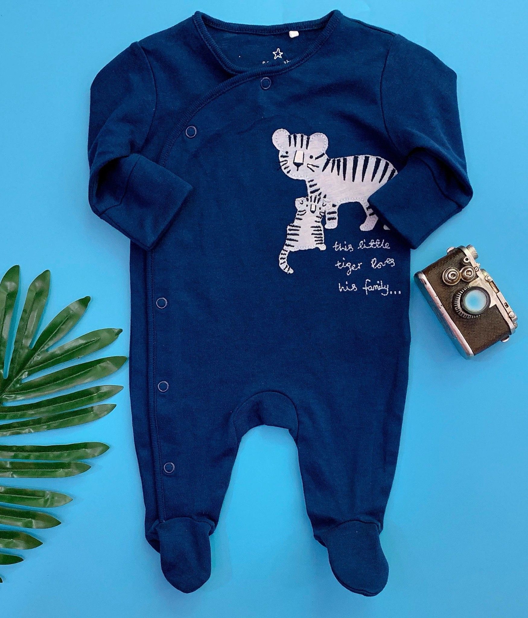  [6m] Sleepsuit Baby Bé Trai  - Xanh Navy Hổ 