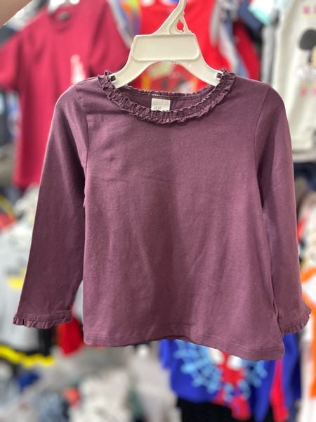  11-13kg Áo Thun Tay Dài Bé Gái HM- Tím cổ bèo C19 