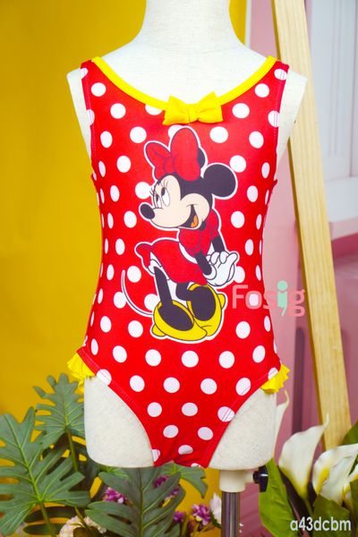  [9-13kg; 15-18kg] Đồ Bơi Bé Gái - Đỏ Chấm Bi Mickey 