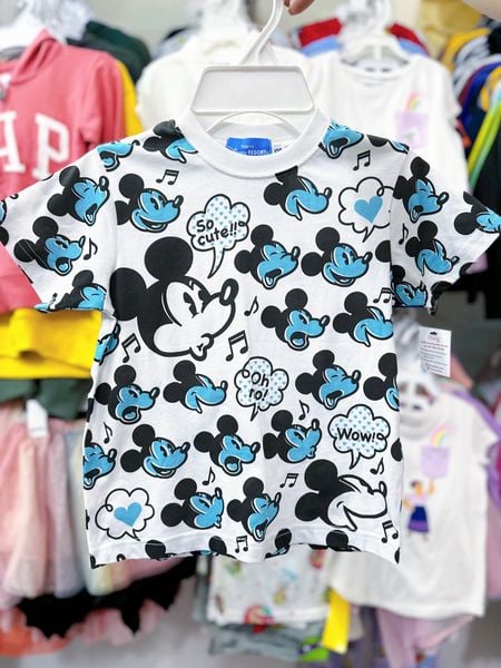  [14-16kg; 22-32kg] Áo Thun Tay Ngắn Bé Trai DN - Trắng Mickey 