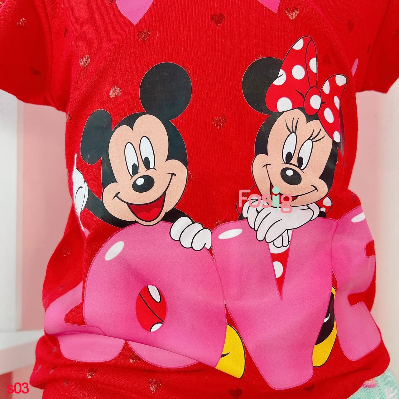  [21-40kg] Set Bộ Áo Chân Váy Bé Gái Disney - Đỏ Mickey 