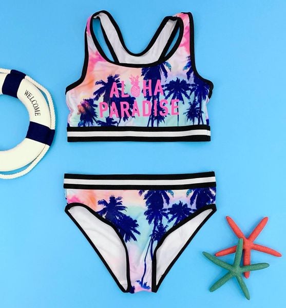  [25-27 30-32kg] Đồ Bơi Bé Gái PM - Xanh Aloha Paradise 