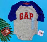  [0-3m] Bodysuit Tay Dài Bé Trai GP - Xám GP Đỏ 