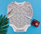  [0-3m] Bodysuit Tay Dài Bé Gái GP - Trắng Hoa Hồng 