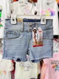  23-28kg 8Y Quần short jaens L.v bé gái tăng đơ ẩn, khóa thật- Xanh nhạt hai nút QS02 