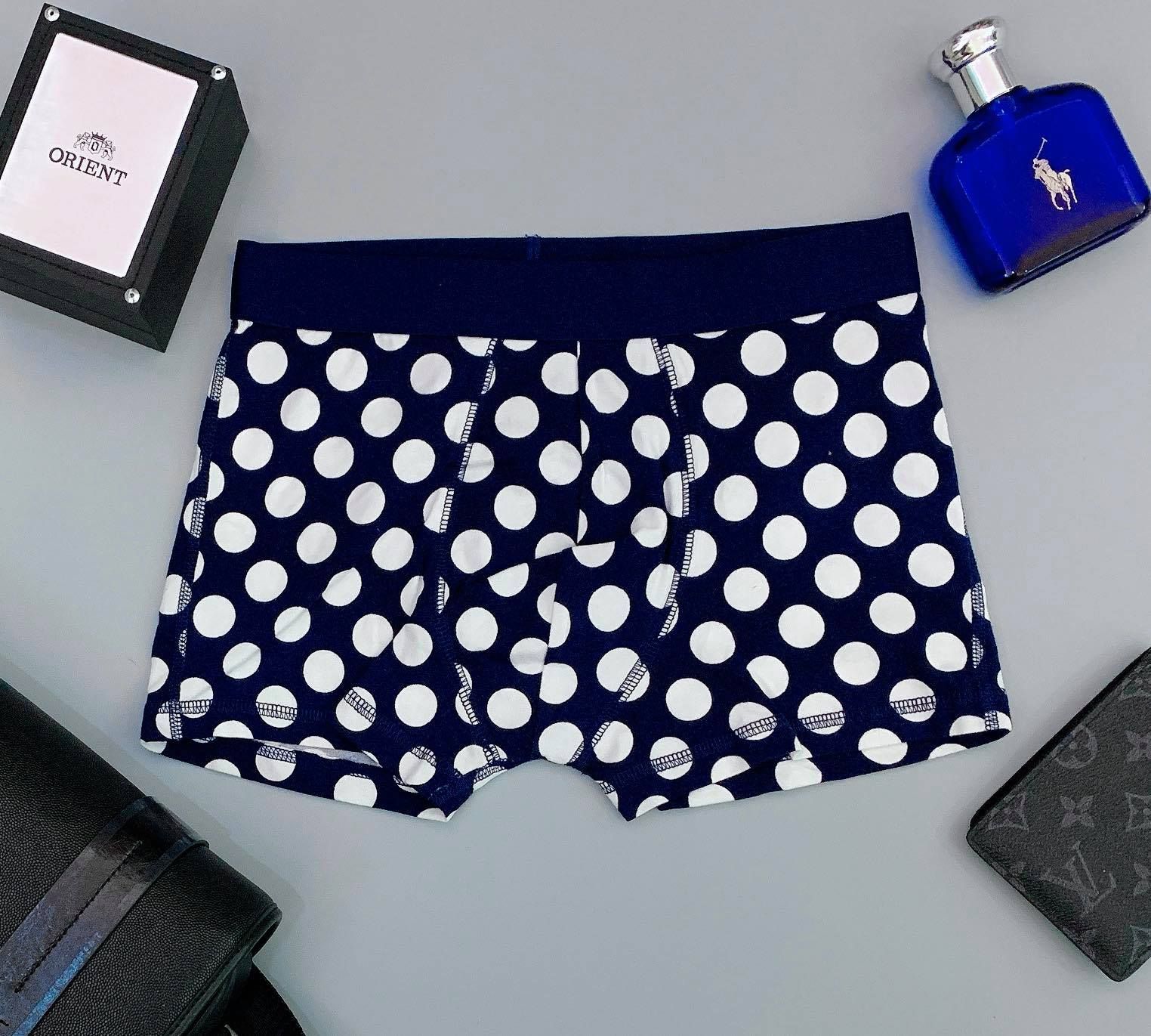  [ XS-L ] Quần boxer Nam HM  - Navy/Chấm Trắng 