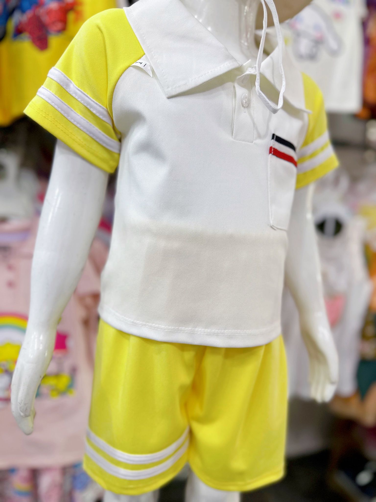  [8-18kg] Set Đồ Bộ Ngắn Polo Bé Trai - Vàng Trắng 