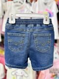  12M-2Y Quần short jaens L.v bé gái tăng đơ ẩn, lưng thun giả nút khóa- Xanh chỉ vàng QS02 