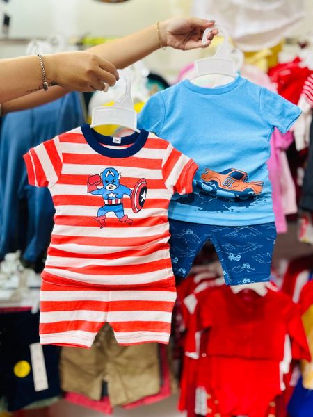  5-11kg; 14-16kg Set 2 đồ bộ ngắn bé trai- S2B01T 