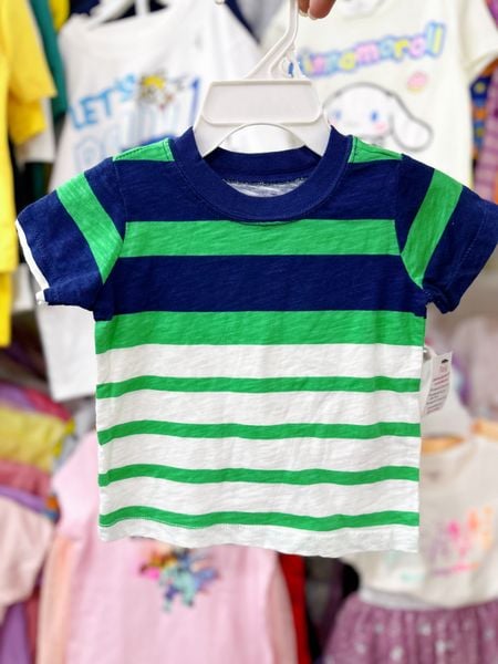  [3-9m] Áo Thun Tay Ngắn Sơ Sinh Bé Trai Cter120 - Sọc Navy Trắng 