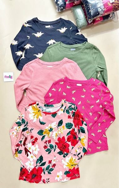  [12-15kg] Set 5 Áo Thun Tay Dài Bé Gái ON - Combo ngẫu nhiên tay dài 