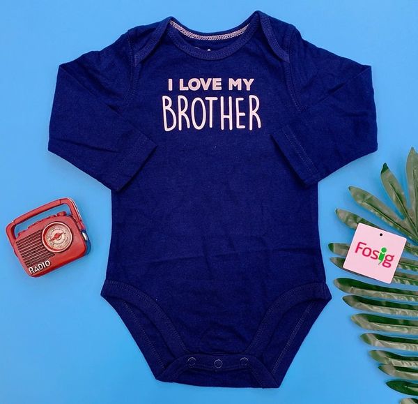  [3-6m ; 9-12m] Bodysuit Tay Dài Bé Trai JB - Navy Brother 