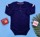  [3m-9m] Bodysuit Tay Dài Bé Trai JB - Navy Tay Sọc 