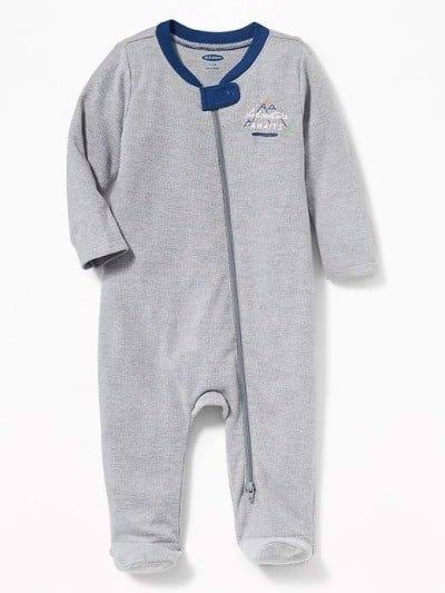  [0-6M] Sleepsuit Khóa Kéo Có Vớ Bé Trai ON - Xám Adventure 