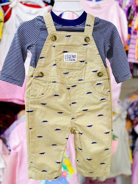  [0-6m] Set Yếm Bé Trai Cter - Nâu Cá Sấu 