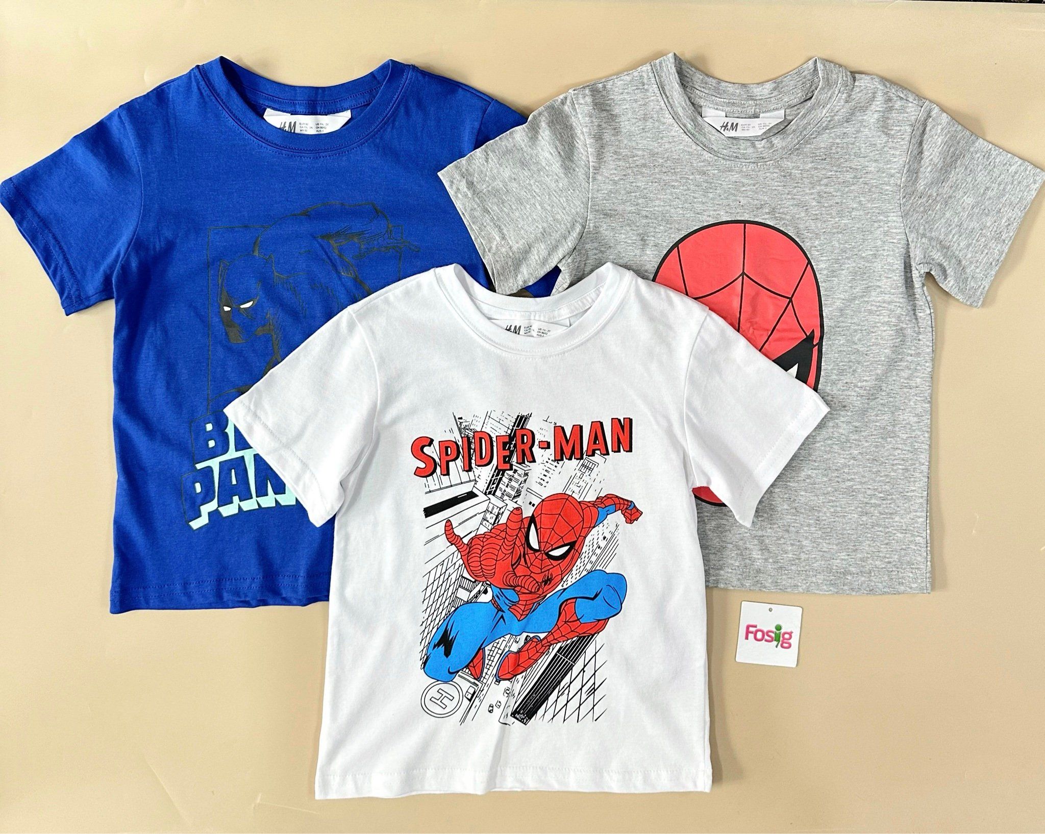  [11-35kg] Set 3 Áo Thun bé trai Cotton Siêu Nhân HM Mix Nhiều Màu- Set màu ngẫu nhiên S3A20 