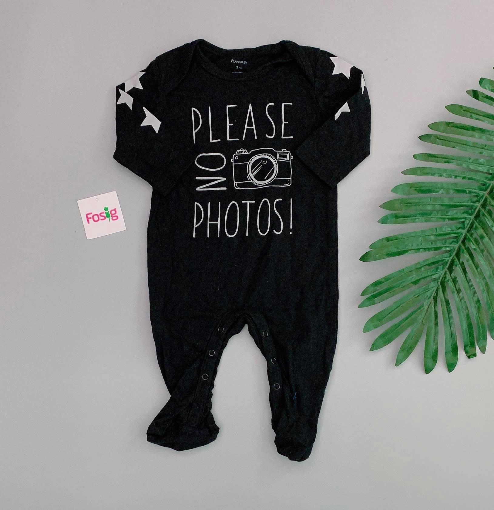  [0-6m] Sleepsuit PloBaby Bé Trai - Đen Please 