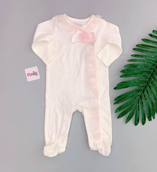  [0-3m] Sleepsuit First Impressiens Bé Gái - Trắng Nơ Hồng 