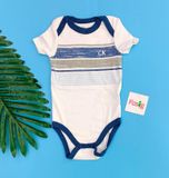  [0.3m] Bodysuit Tay Ngắn Bé Trai CK - Trắng Sọc Xám Xanh 