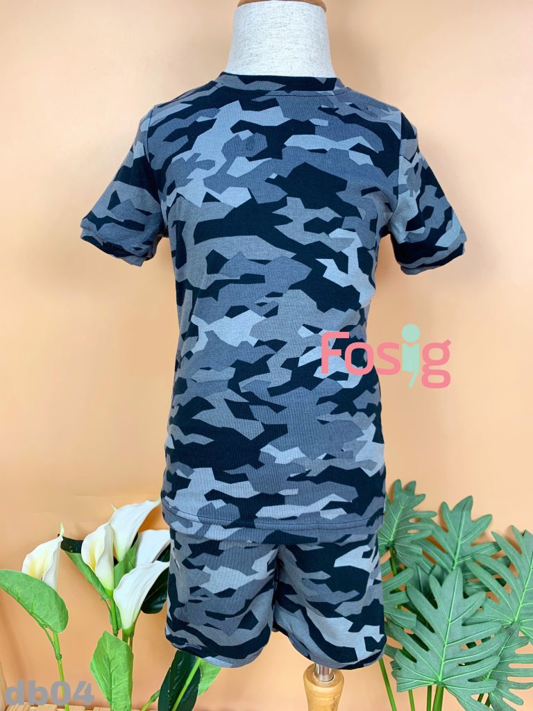  [16-22kg] Set Đồ Bộ Ngắn Bé Trai Kirk... - Xám Camo 