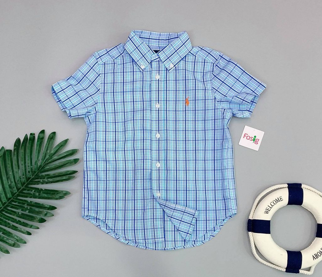  [32-41kg] Áo Sơ Mi Ralph Lauren [Boy] - Caro/Xanh Nhỏ 