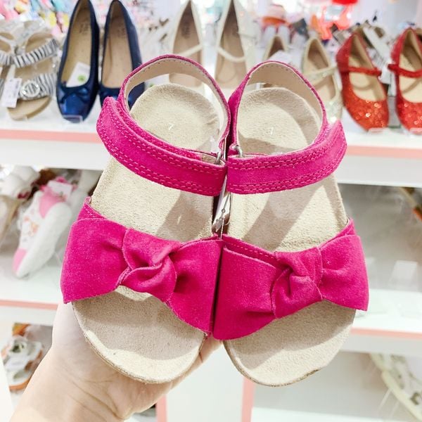  24 Giày Sandal Bé Gái NXT - Hồng Đậm Nơ 