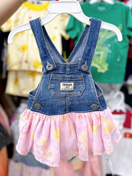  [3m-6m; 12-18m] Yếm Đầm Bé Gái Oskos - Xanh Đậm HH 